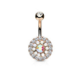 Multi Crystal 3 Layer 316L Surgical Steel Non Dangle Belly Ring